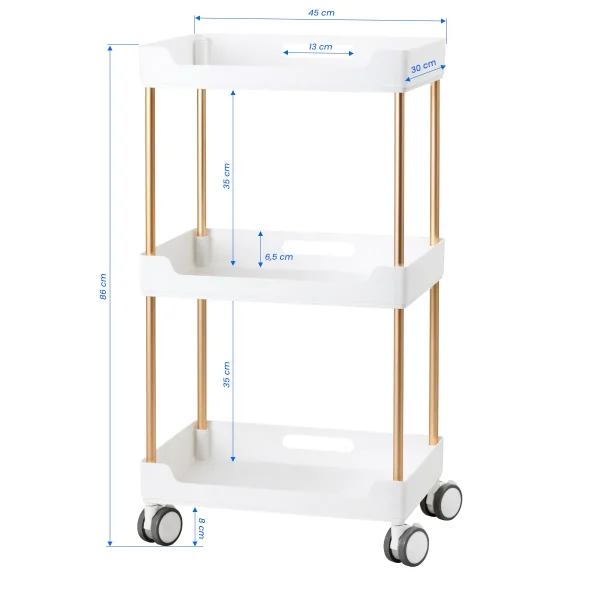 Τεχνικό σχέδιο με τις αναλυτικές διαστάσεις (ύψος, πλάτος, βάθος) του βοηθητικού τραπεζιού 127.