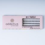 Συσκευασία DIY βλεφαρίδων Soft Whisper της Addictive Lashes. Αυτοκόλλητα τουφάκια (self-adhesive clusters) με πολύ λεπτές ίνες για φυσικό, clean girl αποτέλεσμα και εφαρμογή under lash.