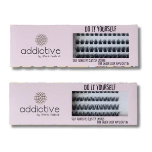 Δύο συσκευασίες με αυτοκόλλητα τουφάκια βλεφαρίδων Do It Yourself - Self Adhesive Cluster Lashes της Addictive by Menia Nalbandi.