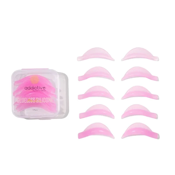 Glueless Silicone Shields – Flat Curve – 5 Pairs Addicitve Addictive glueless silicone shields flat curve 5 pairs για lash lift