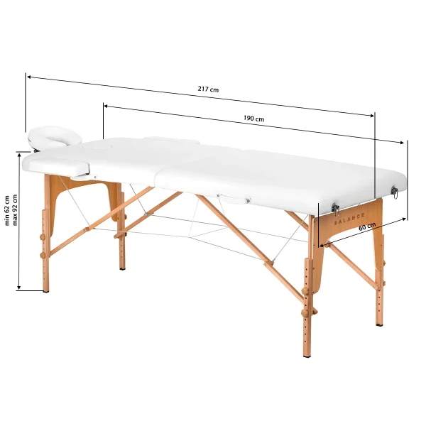 Σχεδιάγραμμα με τις διαστάσεις μήκους, πλάτους και ύψους για το λευκό κρεβάτι BALANCE.
