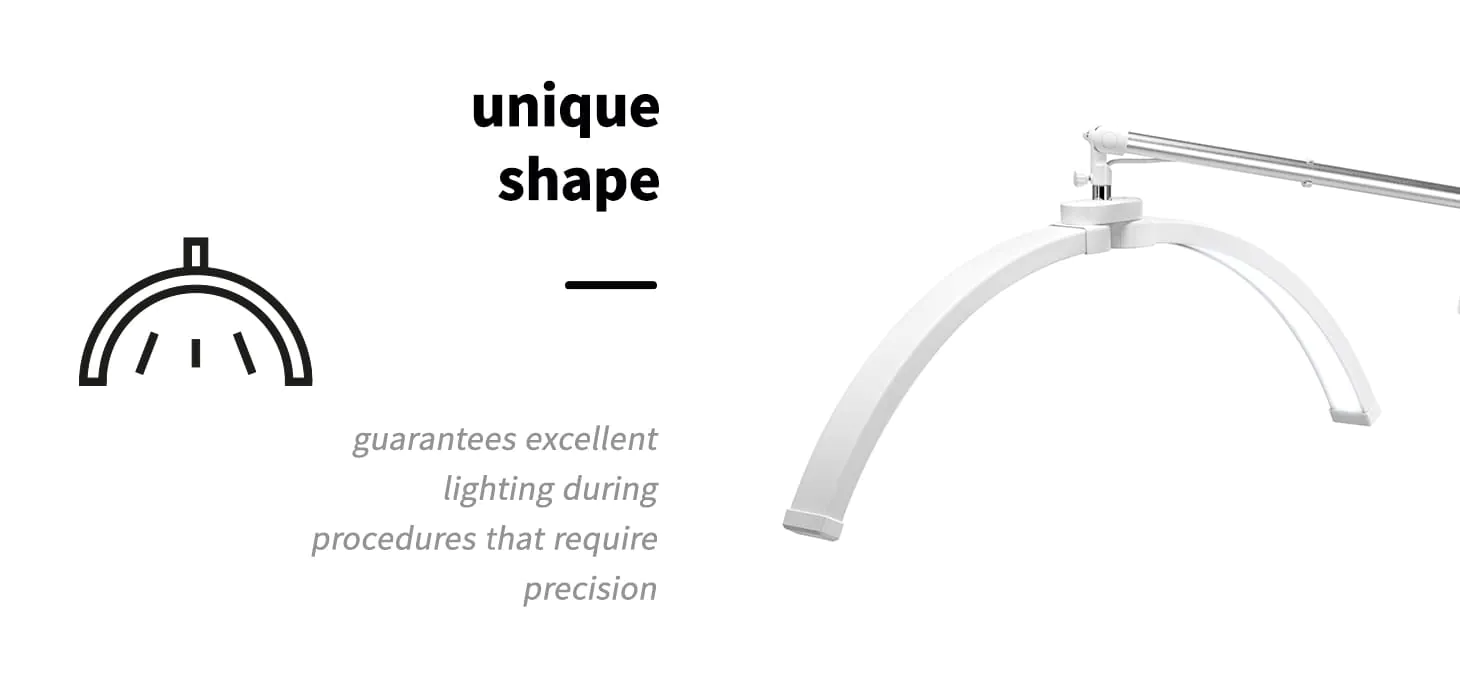 Ενημερωτικό γράφημα με τα χαρακτηριστικά της λευκής λάμπας Glow Arche: ρυθμιζόμενη θερμοκρασία χρώματος, περιστρεφόμενη κεφαλή και υψηλή απόδοση LED.