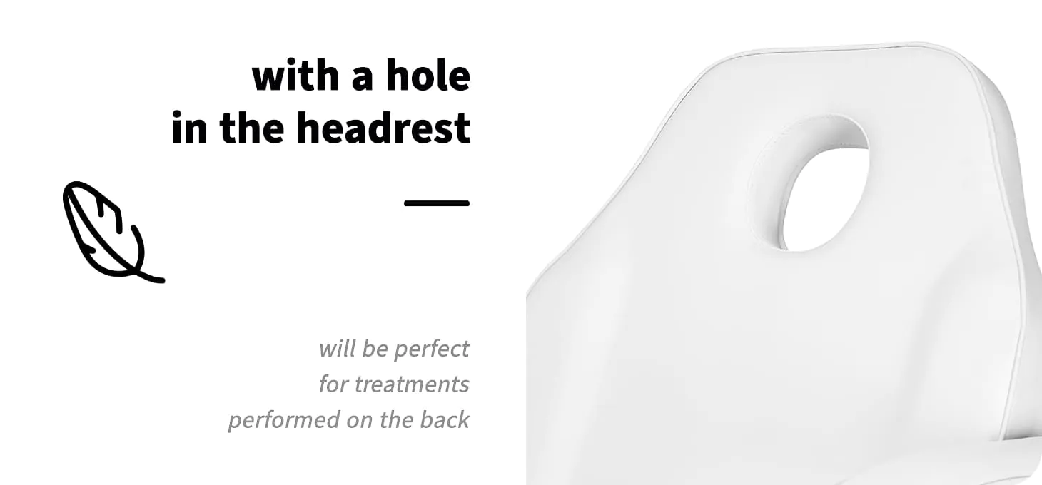 Λευκή πολυθρόνα αισθητικής Sillon σε πλήρη έκταση ως κρεβάτι, με τα δύο συρτάρια αποθήκευσης ορατά στη βάση.