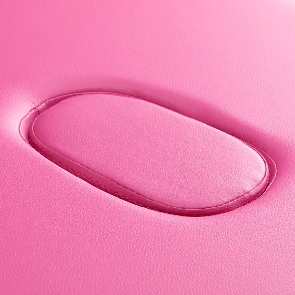 Λεπτομέρεια της οπής προσώπου με το αφαιρούμενο ροζ κάλυμμα στο πτυσσόμενο κρεβάτι BALANCE.