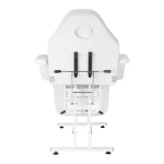 Η πίσω πλευρά της λευκής πολυθρόνας αισθητικής Sillon, αναδεικνύοντας τον κομψό σχεδιασμό και τη στιβαρή βάση με τα συρτάρια.