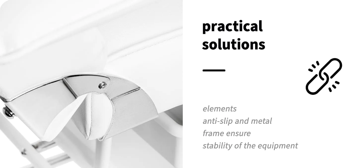 Λεπτομέρεια της στιβαρής μεταλλικής βάσης της λευκής πολυθρόνας Sillon που αναδεικνύει την ποιότητα κατασκευής και τη σταθερότητα.